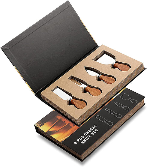 Cheese Knife Set, Cheese Knives For Charcuterie Board, Stainless Steel 4-Piece Cheese Cutter (Original Aacia Handle) Gift Ready