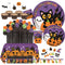 Serves 24 Complete Party Pack Cute Halloween Cats Monsters and Ghosts Includes Plates Cups Napkins Table Cover Balloons Picks Curtains Banner Halloween Party Decorations Halloween Party Supplies
