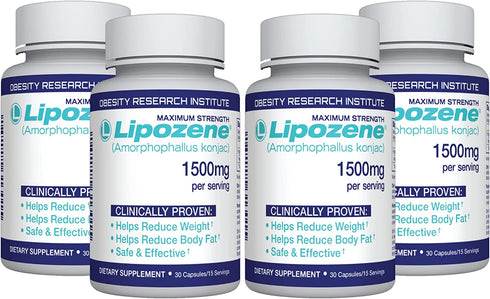 Lipozene Diet Pills - Weight Loss Supplement - 4 Bottles of 30 Capsules Each, a Total of 120 Capsules!
