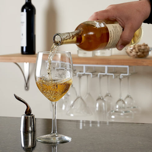 Wine Glass Rack Under Cabinet - 4 Row Iron Stemware Rack With A Steel Wine Stopper - Our Wine Glass Hanger Holds Wine, Brandy, Margarita, Martini Glasses & More - 1 Rack, White