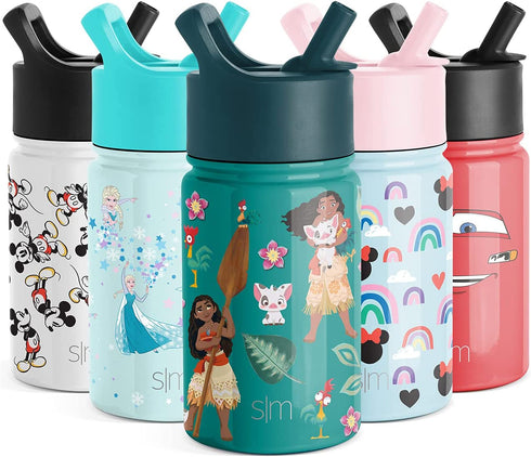 Simple Modern Disney Moana Toddler Water Bottle with Straw Lid | Reusable Insulated Stainless Steel Kids Cup | Summit Collection | 10oz, Moanas Village