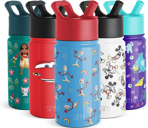 Simple Modern Disney Water Bottle for Kids Reusable Cup with Straw Sippy Lid Insulated Stainless Steel Thermos Tumbler for Toddlers Girls Boys 14oz Water Bottle Toy Story: Forky