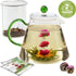 Teabloom Blooming Oasis Teapot - 34 oz Borosilicate Glass Teapot, Glass Tea Infuser, 2 Blooming Teas - Thermal Shock Resistant - Stovetop, Microwave, Dishwasher Safe - Holds 3-4 Cups