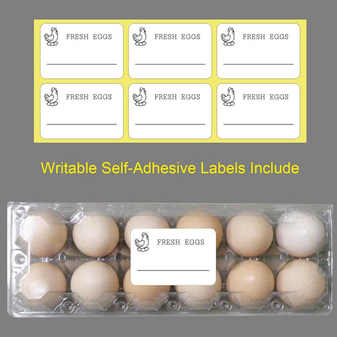 Large Egg Cartons 30 Packs with Sticker Labels, Plastic Egg Carton for 12 Eggs, Cheap Bulk Egg Tray Egg Container Holder for Refrigerator, Storage, Family, Chicken Farm, Market, Camping