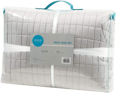 Comfort Spaces Kienna Quilt Set-Luxury Double Sided Stitching Design All Season, Lightweight, Coverlet Bedspread Bedding, Matching Shams, Twin/Twin XL(66"x90"), Gray