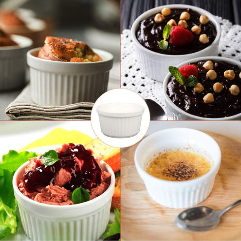 Ramekin Bowls 8OZ,WERTIOO 8 PCS Bakeware Set for Baking and Cooking, Oven Safe Sleek Porcelain Colorful Ramikins for Pudding, Creme Brulee, Custard Cups and Souffle Small instant table tray