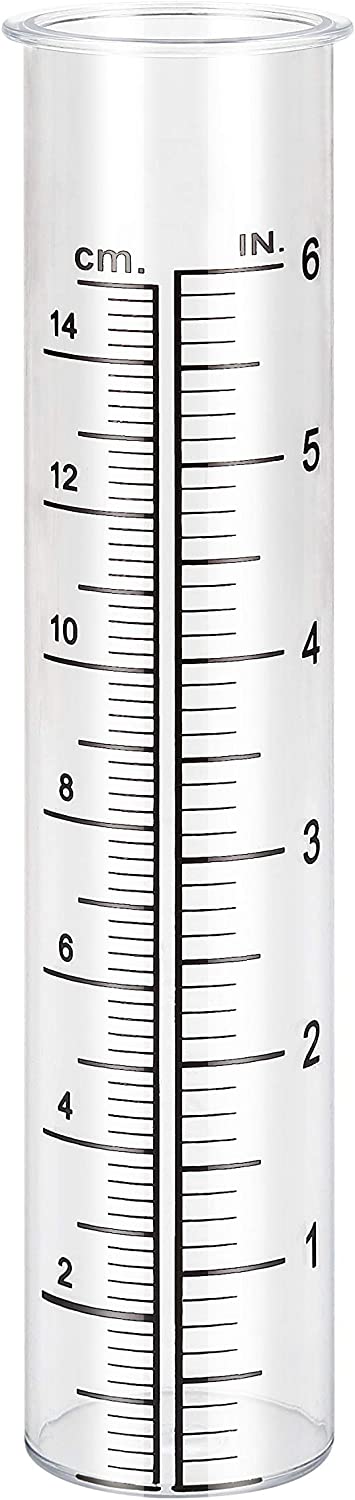 Litake 6" Capacity Plastic Rain Gauge Replacement Tube for Yard Garden Outdoor, Overall Size 7.2in x 1.4in and Weather-Resistant
