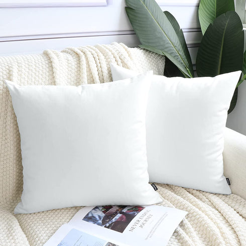 Faylapa 4Pcs White Canvas Cotton Pillow Covers,18 x 18 inch Solid Decorative Throw Pillow Cases,Christmas Living Room Car Office Decoration (Case ONLY)
