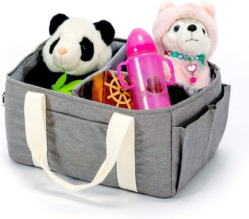 KENBO Baby Diaper Caddy Organizer with Changeable Compartments, Collapsible Nursery Storage Bin for Infant Shower, Portable Tote Bag for Baby Wipes (Gray)
