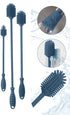 Long Silicone Bottle Brush - Professional Scratch Free Material, Silicone Handle with Firm Grip, Narrow Bottle Neck Cleaning (Blue)