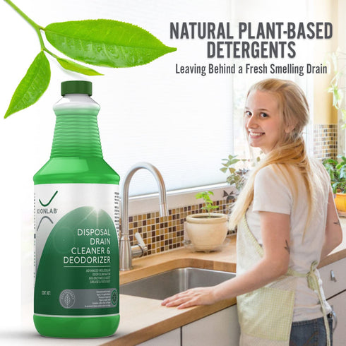 Garbage Disposal Cleaner and Deodorizer Green Enzyme Drain Cleaner Attacks Odor Source with Advanced Bio-Linking Technology - Perfect for Kitchen Sink, Shower Drain, Bathroom Sink, Utility Sink 32 oz