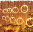 Christmas Window Lights, 120LED 18ft Curtain Fairy String Lights with 10 Santa Claus Ornaments, Christmas Tree Lights for Indoor Outdoor Wedding Party Decorations