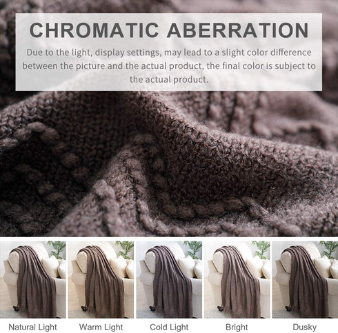 BOURINA Throw Blanket Textured Solid Soft Sofa Throw Couch Cover Knitted Decorative Blanket, 50"x60" Brown