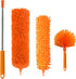 Microfiber Duster, Feather Duster Kit with 100 Inch Telescoping Extension Pole, Reusable Bendable Dusters, Washable Lightweight Dusters for Ceiling Fan