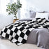 Vessia Large Flannel Fleece Plush Blanket Throw Size(50"x70") - Black and White Checker Lightweight Blanket - Super Soft Cozy Microfiber Blanket for Chair, Sofa, Couch, Bed, Camping, Travel