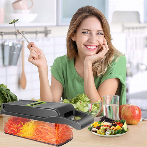 Vegetable Chopper - Time-and Labor-Saving Food Chopper - Pro Onion Chopper Vegetable Cutter and Dicers ?12 in 1 Multifunctional Veggie Chopper?Container for Salad Potato Carrot Garlic