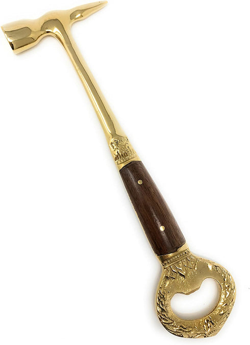 Madison Bay Company Polished Brass Ice Pick, Hammer and Bottle Opener, 3 In 1 Bar Tool, 7.25 Inches Long