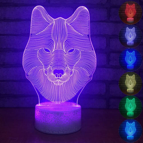 3D Lamp Animals Wolf Night Light Touch Table Desk Lamps 7 LED Colors Changing Lighting Wolf Shape Acrylic Table Desk Bedroom Decoration Cool Gifts Ideas Birthday Xmas (Animals Wolf)