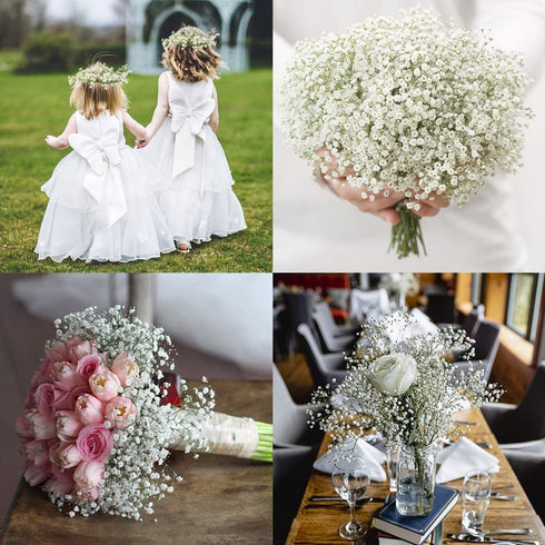 Artificial Baby Breath Gypsophila Flowers Bouquets 15 pcs Real Touch Flowers for Wedding Party DIY Wreath Floral Arrangement Home Decoration (White)