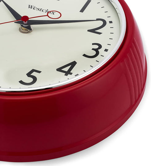 Westclox Retro 1950 Kitchen Wall Clock, 9.5-Inch, Red