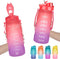 PASER 64oz Water Bottles with Times to Drink, 2 in 1 Lids(Chug and Straw) Tritan Leakproof BPA Free Sports Motivational Water Bottle with Replaceable Handle & Strap(Included Bottle Brush)