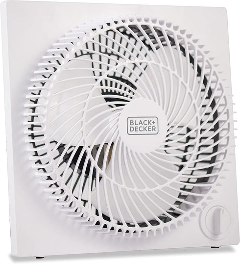 BLACK+DECKER Mini Box Fan Tabletop Quiet 9 Inch Desk Box Fans Frameless BFB09W White