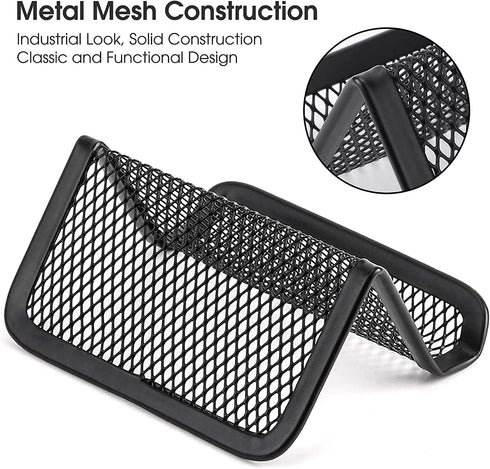 MaxGear Mesh Business Card Holder Stand Metal Business Card Stand for Desk Office Business Card Display with 50 Name Card Capacity 6 Pack Black