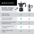 GROSCHE Milano Stovetop Espresso Maker Moka pot 1 espresso Cup - 1.5 fl oz, Black, Cuban Coffee Maker Stove top coffee maker Moka Italian espresso greca coffee maker brewer percolator