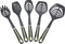 Amazon Basics 5-Piece Nylon Kitchen Cooking Utensil Set, Soft Grip Handle, Grey and Green