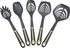 Amazon Basics 5-Piece Nylon Kitchen Cooking Utensil Set, Soft Grip Handle, Grey and Green