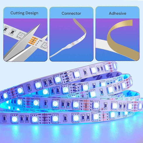 Govee 16.4ft Color Changing LED Strip Lights, Bluetooth LED Lights with App Control, Remote, Control Box, 64 Scenes and Music Sync Lights for Bedroom, Room, Kitchen, Party