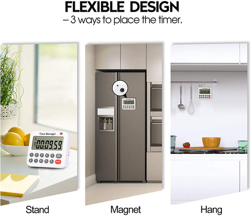 2 Pack Digital Countdown Kitchen Timer - AIMILAR AY4052-2 Magnetic Count Up Down Cooking Timer with Magnet Back Loud Alarm Directly Input Hours Minutes and Seconds