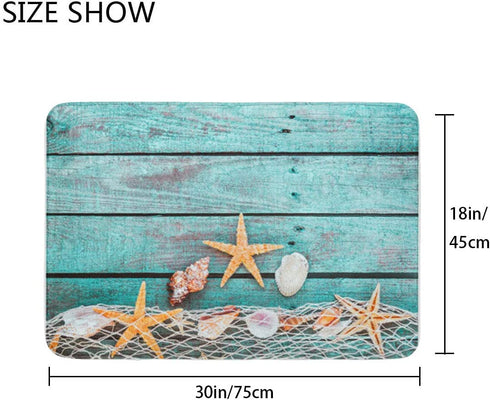 Britimes Bath Mats for Bathroom, Bathroom Mats Rugs No Silp, Beach Seashells Starfish Sand Washable Cover Floor Rug Carpets Floor Mat Bathroom Decorations 18x30 Inches for Kitchen Bedroom Indoor