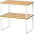 NEX Bamboo Kitchen Cabinet and Counter Shelf Organizer, Stackable & Expandable, White and Natural