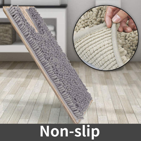 Yimobra Luxury Shaggy U-Shaped Toilet Rug, Soft Comfortable Contour Mat for Bathroom Floor, 24.4 X 20.4 Inches, Non-Slip Bath Carpet, Maximum Absorbent, Dry Quickly, Machine-Washable, Gray