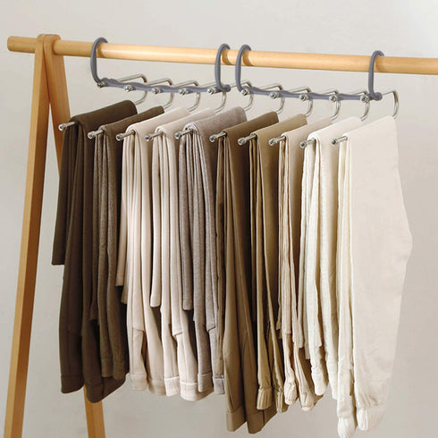 AIR&TREE 2 Pack Pants Hangers Space Saving,Anti-Rust Plastic Hangers,Durable and Sturdy Hangers for Pants Scarf Jeans Slack Trousers Ties Towels,Multiple Pants Hangers in One(Gray)