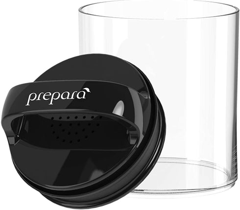Prepara Evak Fresh Saver, Small-Short Airless Canister with Black handle, 0.5 Quart, Clear
