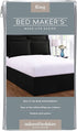 Levinsohn Bed Maker's Tailored Wrap-Around Bedskirt Never Lift Your Mattress Classic 14 Drop Length Pleated Styling, King, Black