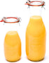 Weck Juice Jar Combo Pack - (1) 766 1-Liter jar (1) 764 1/2-Liter jar with Glass Lids, Rubber Rings and Steel Clamps