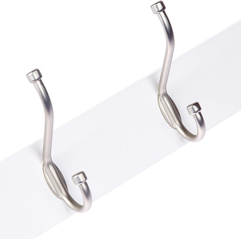 Amazon Basics Wall-Mounted Farmhouse Coat Rack, 5 Standard Hooks, White