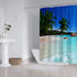 Ocean Beach Shower Curtain Blue Sky Sea Tropical Palm Trees Seaside Landscape Bath Curtain Waterproof Fabric Bathroom D©cor 72x72 Inch Plastic Hooks 12PCS Ocean Green