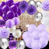 Purple Silver Birthday Decorations for Women Silver Happy Birthday Balloons Purple Silver Latex Balloons Polka Dot Paper Fans/Girl Purple Birthday Decorations for Women's 30th/40th/50th/60th Birthday Party Backdrop