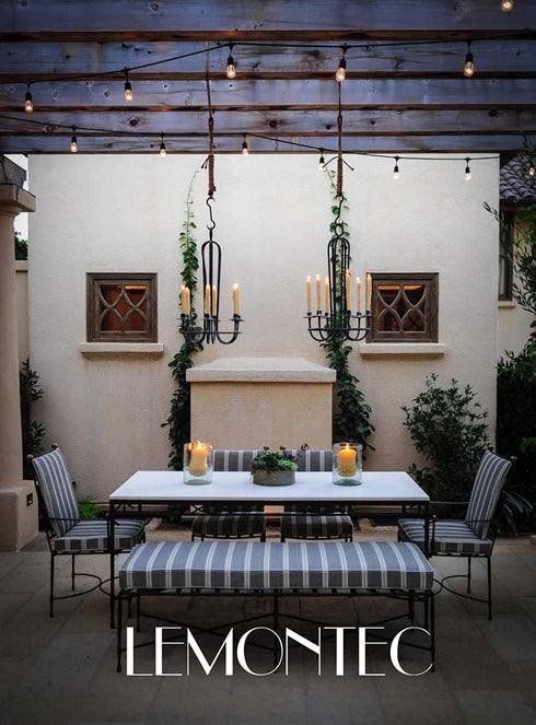 Lemontec Commercial Grade Outdoor String Lights with 15 Hanging Sockets - 48 Ft Black Weatherproof Cord Weatherproof Strand for Patio Garden Porch Backyard Party Deck Yard S14 Black