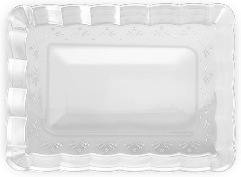 Plasticpro Plastic Serving Trays - Serving Platters Rectangle 9X13 Disposable Party Dish Crystal Clear Pack of 8