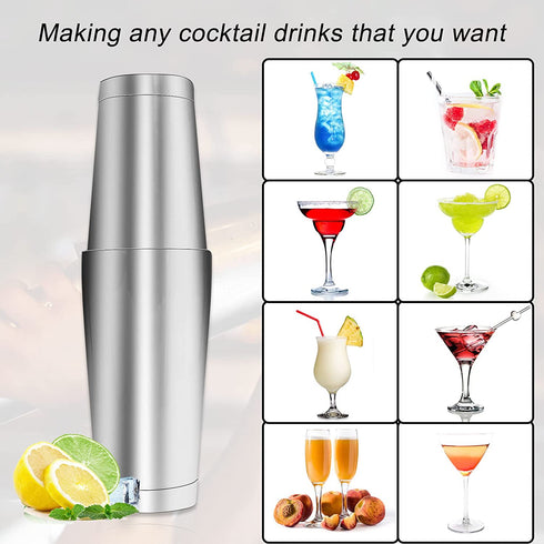 Bartender Kit with Stand,Cocktail Shaker Set Stainless Steel Bar Tool Set for Drink Mixing with Mixing Spoon Measuring Jigger, Liquor Pour Awesome Drink