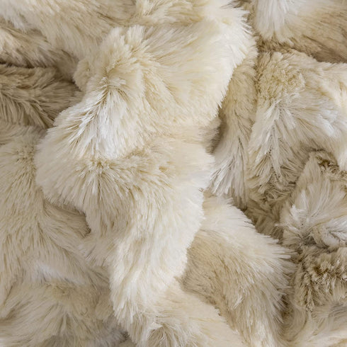 HBlife Luxury Soft Faux Fur Blanket Twin Size 60X80 Inches, Elegant Fuzzy Plush Fluffy Cozy Blankets for Sofa and Bed, Marbled Ivory