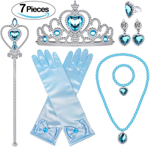 Tacobear Princess Dress Up for Little Girls Crown Cape Jewelry Halloween Costume Accessories Set for Kids Age 3-6 Years