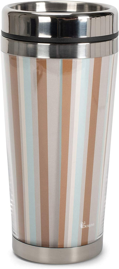 Retirement Blessings Brown Stripes 16 ounce Stainless Steel Insulated Travel Mug with Lid