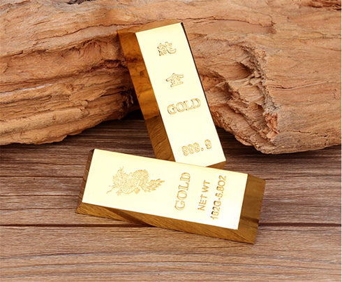 Zzooi Fake Gold Bar Bullion Brick Simulated Metal Gold Bar,Feng Shui Decor