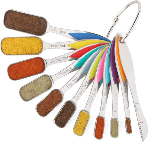 Measuring Spoons YellRin Stainless Steel Measuring Spoons Set of 11 for Measuring Dry and Liquid Ingredients Cooking Baking Tablespoon Teaspoon Metal Measuring Spoon (Measuring Spoons)